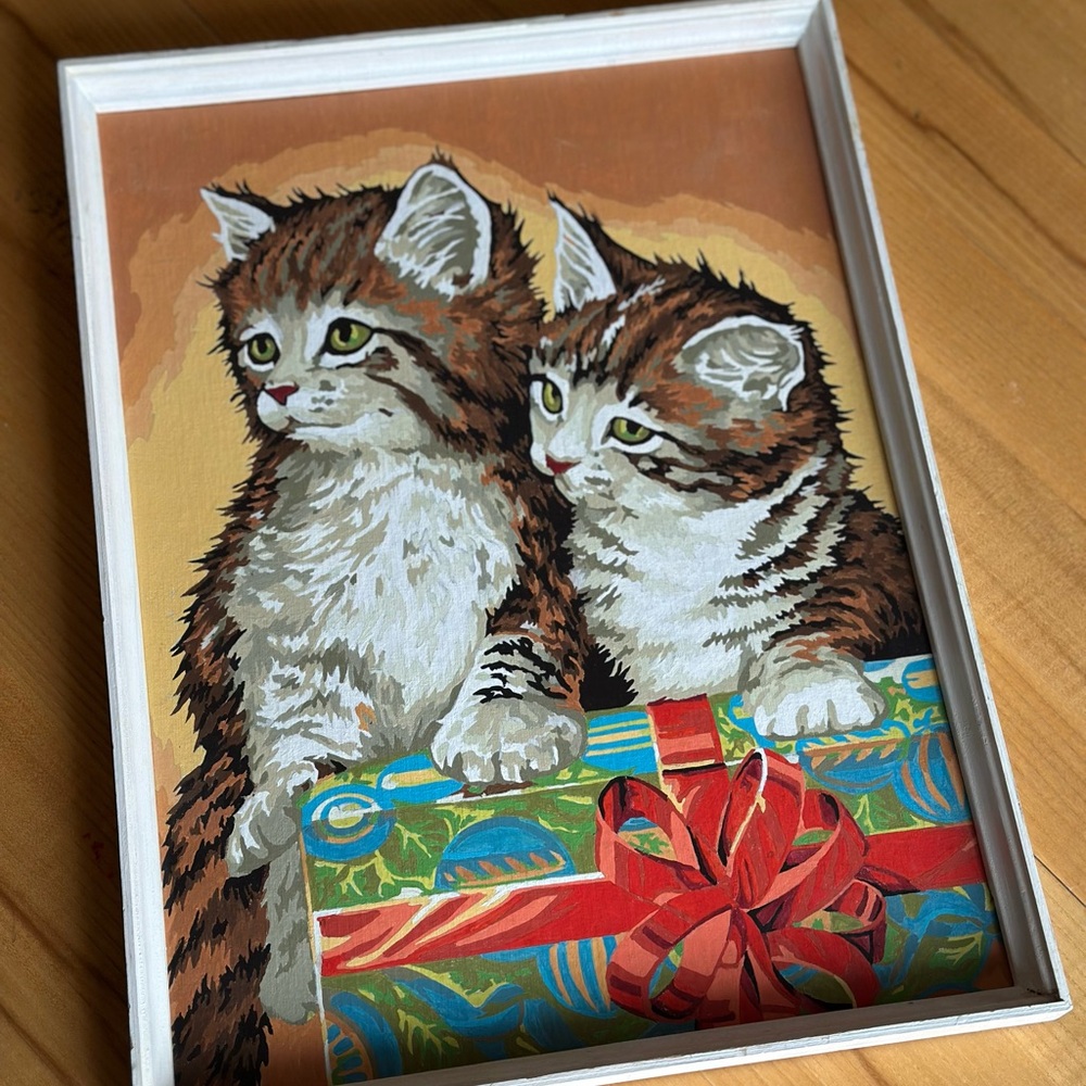 Vintage Christmas Paint By Number featuring Cats